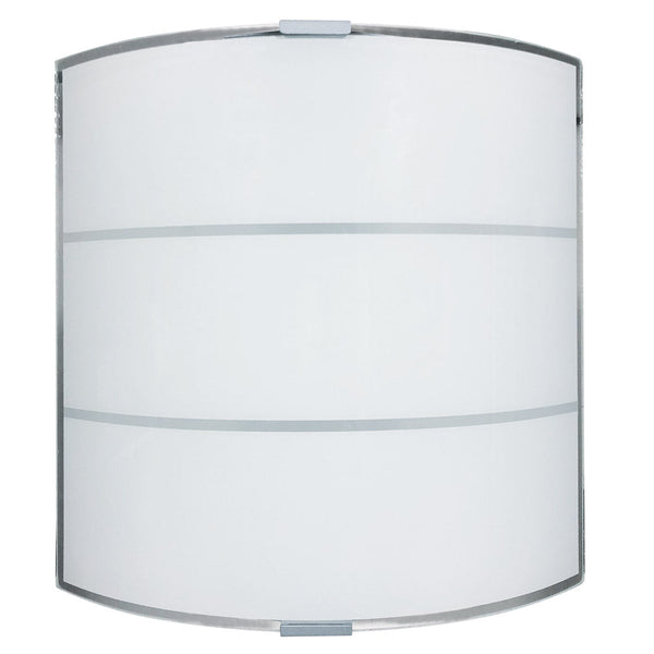 online Applique 1xE27 Montatura Argento Vetro Lastra Serigrafato Bianco 2 Righe E-Energy Luce