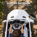 Auto Elettrica per Bambini Licenza Mercedes-Benz 12 V 103x63x44 cm con Telecomando e Sospensioni su 4 Ruote in PP Bianca      