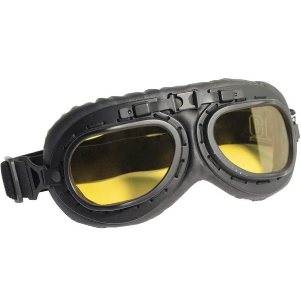 sconto Occhiali per Moto in Similpelle Lenti Gialle CGM Vintage Nero 704V