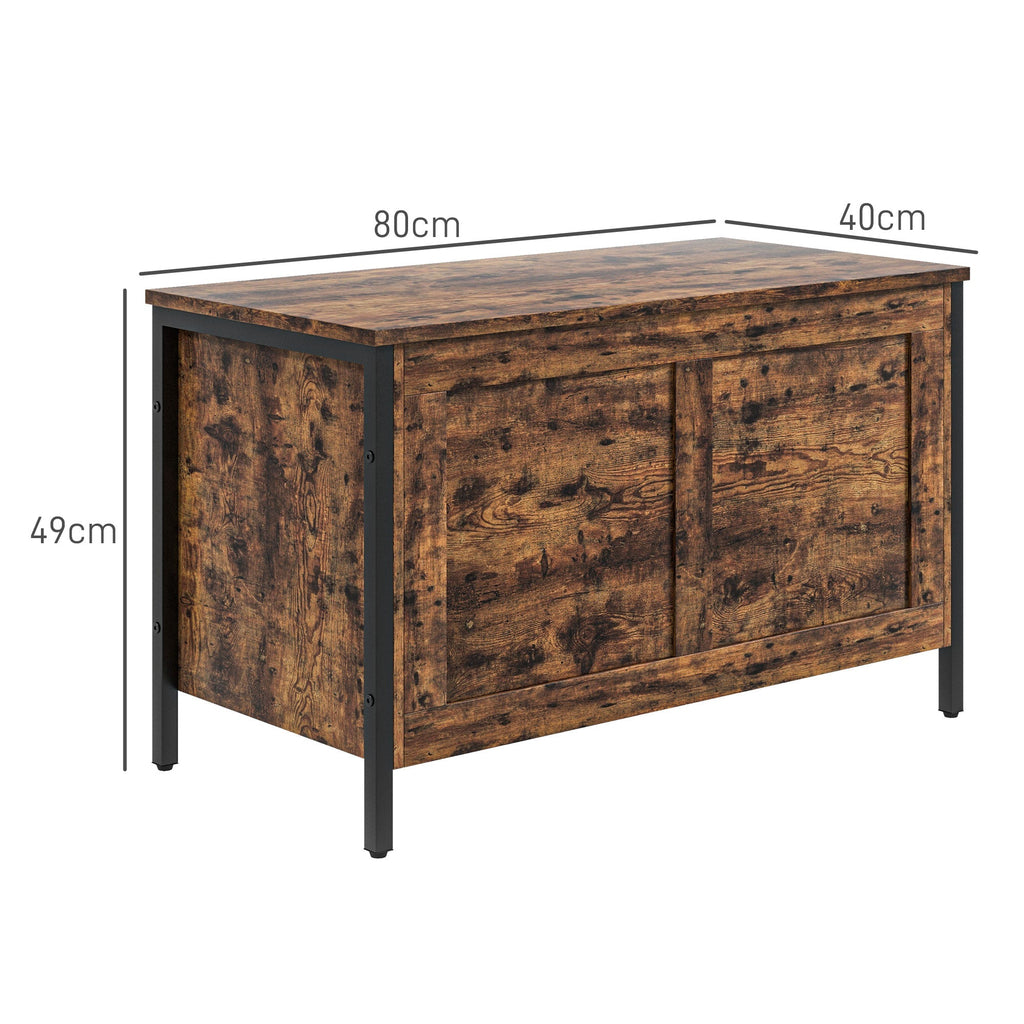 HomePop - Cassapanca Portaoggetti Grande Con Coperchio Aperibile - Colore Marrone Mélange - Pouf Contenitore Per Camera Da Letto, Ingresso O Soggiorno - Stile Classico E Funzionale - 2
