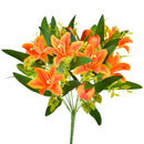 Set 4 Bouquet Artificiali di Tulipani Artificiali e Gigli Altezza 37 cm Arancio