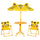 Set 4 Pezzi per Bambini Ombrellone Tavolo Rotondo e 2 Sedie in Acciaio e Tessuto Oxford Giallo