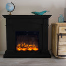 Camino Elettrico da Pavimento 113,7x102,2x28,2 cm Effetto Fiamma 1500W Sined Cetona Nero