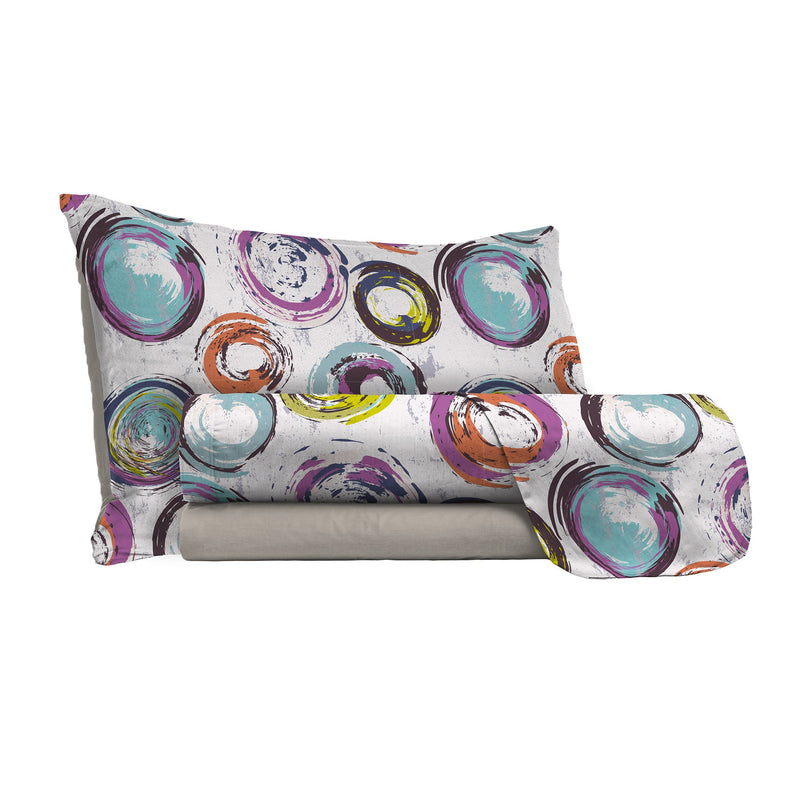 Set lenzuola stampa sopra Sotto e Federe Cerchi Astratti Varie Misure