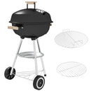 Barbecue a Carbonella con Griglia in Acciaio Coperchio e Prese d'Aria e Ruote Nero   