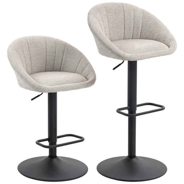 sconto Set 2 Sgabelli da Bar 53,5x46x103 cm con Altezza Regolabile e Seduta Girevole in Tessuto Beige