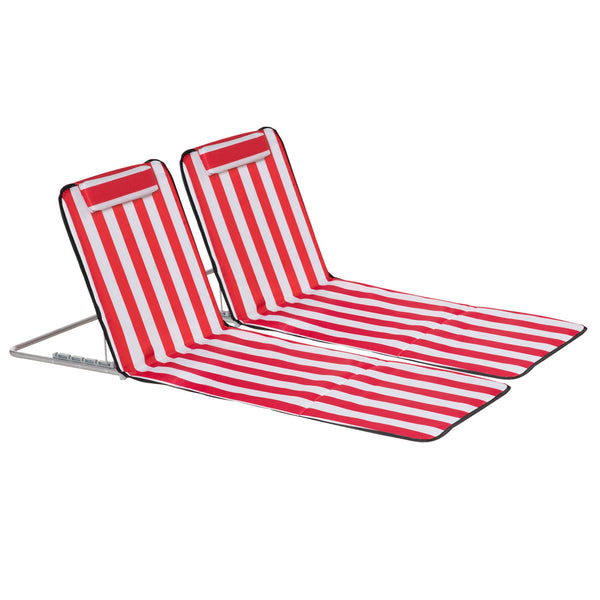 Set 2 Lettini Spiaggia Pieghevoli con Schienale Regolabile a 5 Livelli Rosso acquista