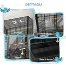 Gabbia per Uccelli 61x36.5x98 cm con Vassoio Estraibile e Posatoi Voliera per Pappagalli Nero      