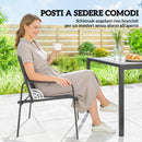 Set 7 Pezzi da Giardino con Tavolo e 6 Sedie da Pranzo con Braccioli in Acciaio Nero      