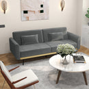 Divano Letto Singolo Clic Clac 206x81x83 cm in Tessuto Effetto Velluto con 2 Cuscini Grigio 