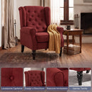 Poltrona da Salotto 74x86x102 cm con Ampia Seduta e Gambe in Legno di Eucalipto in Velluto Rosso Vino      