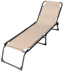 Lettino Prendisole Pieghevole da Giardino 190x58x27 cm in Metallo e Textilene Beige