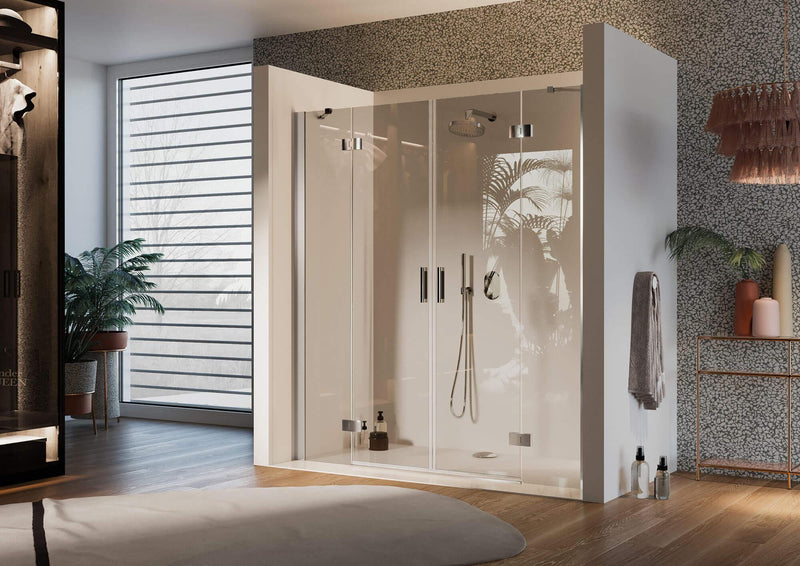 Porta Doccia 2 Ante Battenti in Cristallo Trasparente 6mm H190 Fosterberg Herning Varie Misure