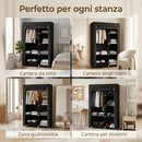 Armadio in Tessuto Portatile 103x43x162,5 cm Appendiabiti e 6 Ripiani Nero