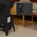 Camino Elettrico Portatile 1000W-2000W con Effetto Fiamma in ABS e Vetro Temperato Nero      