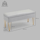 Panca Fondo Letto con Contenitore 100x40x49 cm in Tessuto e Gambe in Acciaio Grigio Chiaro      