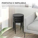 Set 4 Sgabelli Rotondi Ø41,5x46 cm in Tessuto Effetto Velluto Nero  