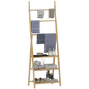 Scaffale Bagno 3 Ripiani Autoportante e Pieghevole con Porta Asciugamani 53,5x30x153 cm in Legno di Bambù  