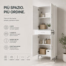 Armadio Multiuso 60x29x183 cm con 4 Ante e Cassetto in Truciolato e MDF Bianco      