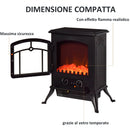 Camino Elettrico da Terra 42x28x55 cm 950/1850W Effetto Fiamma Nero 