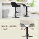 Set 2 Sgabelli Girevoli Imbottiti ad Altezza Regolabile con Schienale 52,5x53x86,5-108 cm Nero e Grigio Chiaro   