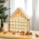 Calendario dell'Avvento  26,6x6x30 cm 24 Cassetti e Presepe Intagliato in Legno