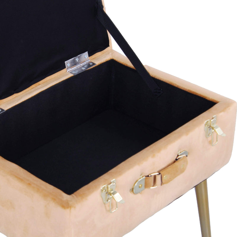 Pouf Valigetta 51x37x51 cm in Velluto Caramello