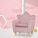 Poltrona per Bambini 50,2x41,9x57,8 cm con Schienale a Corona in Tessuto Effetto Velluto Rosa  
