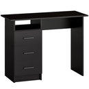 Scrivania Moderna Salvaspazio 100x40x75 cm con 3 Cassetti e Ripiano Aperto in Truciolato Nero      
