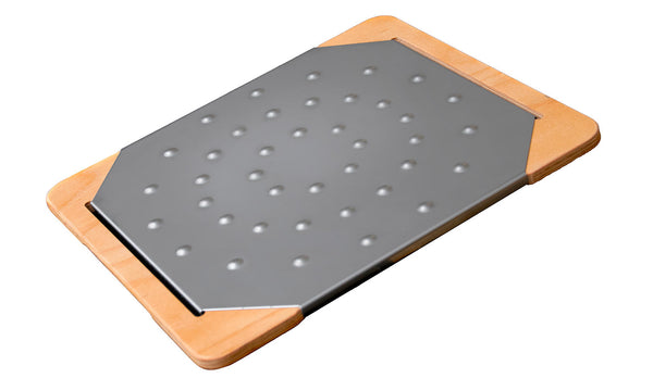 Tagliere da Cucina 35x30 cm In Legno e Acciaio Giusto 