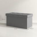 Panca Contenitore Pieghevole 84L 76x38x38 cm in Finta Pelle Grigio