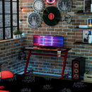 Scrivania Gaming 120x65x74,5 cm in Legno e Acciaio  Rosso e Nera
