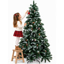 Albero di Natale Innevato Tirolese 180 cm Foltissimo con Pigne Bianco      