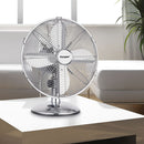Ventilatore da Tavolo 4 Pale 3 Velocità 50W in Acciaio Laminato e Alluminio Argento      
