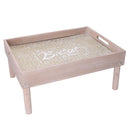 Vassoio Tavolino Rettangolare 40x30xh6/18 cm in Legno Naturale