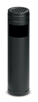 Pattumiera Gettacarte Ø14xh58 cm con Posacenere In Acciaio Verniciato Nero