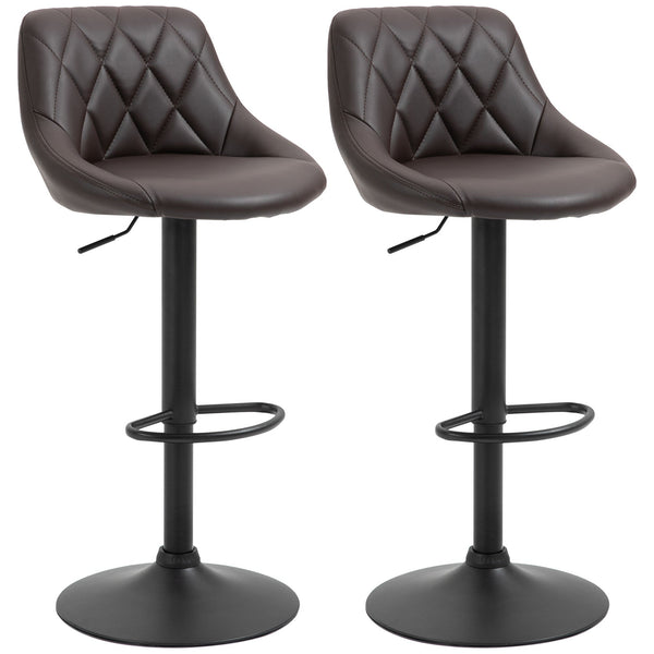 acquista Set 2 Sgabelli da Bar 51,5x48x83-104 cm in Similpelle Marrone e Nero
