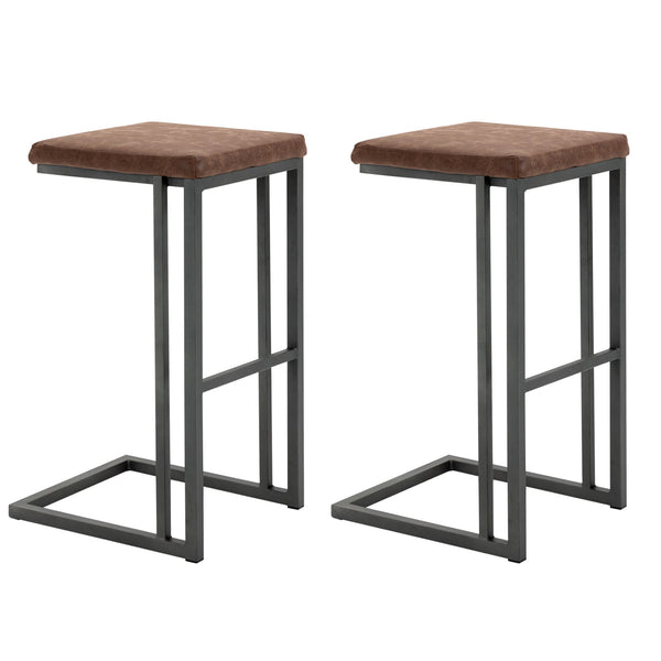 Set 2 Sgabelli da Bar 40,5x43x76 cm in Similpelle e Metallo Marrone online