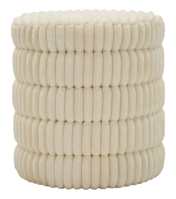 sconto Puff Goteborg Levels Ø41x46 cm in MDF e Spugna e Poliestere Bianco