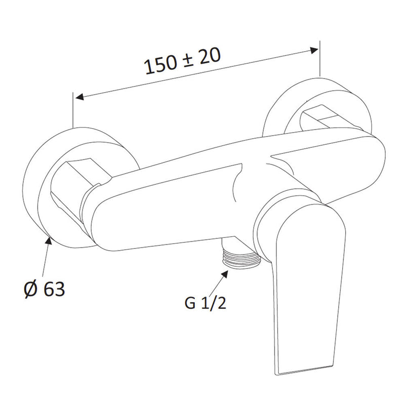 Rubinetto Miscelatore Monocomando Doccia Esterno in Ottone Mariani Artic Cromato