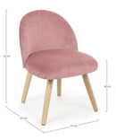 Set 2 Poltroncine 47x57x76 cm Adeline in Velluto Rosa Antico