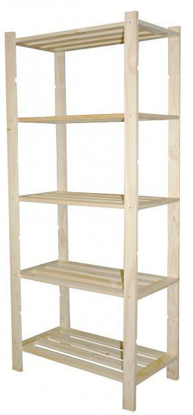 sconto Scaffale 5 ripiani a doghe 75x40x170 cm in Legno di Pino Naturale