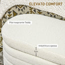 Panca Fondoletto con Vano Contenitore 116x41x40,5 cm in Tessuto Teddy Crema  