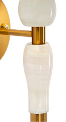 Lampada da Muro Budapest 16x20x46 cm in Ferro e Tessuto Oro e Bianco      