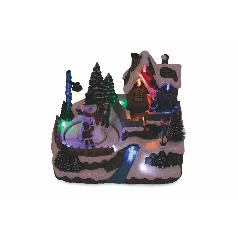 Villaggio Natalizio 20x14,5x17 cm con Luci Suoni e Movimento