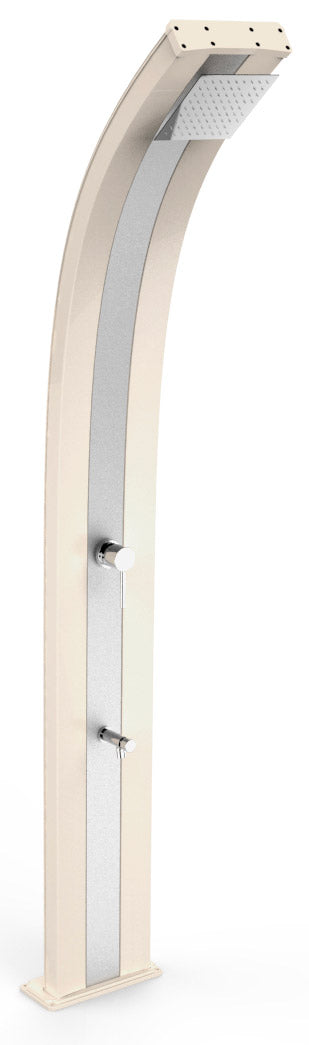 prezzo Doccia Solare da Esterno Giardino 40L Miscelatore e Lavapiedi Arkema Dada Fascia Inox Champagne Bronze