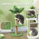 Albero Tiragraffi per Gatti Palo in Juta Piattaforme in Peluche e Palline Ø40x83 cm Verde