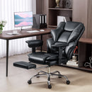 Sedia da Ufficio 76x73x117-125 cm con Poggiapiedi e Poggiatesta in Pelle PU Schiuma e Metallo Nero      