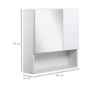 Pensile da Bagno con Specchiera 54x15x55 cm Ripiani Regolabili Bianco