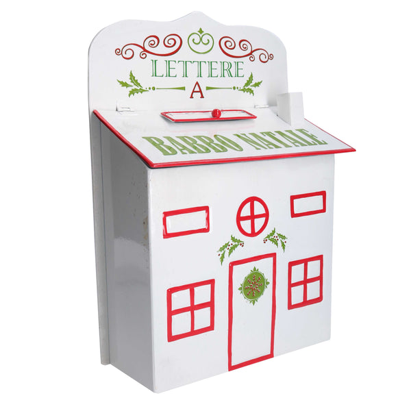 online Cassetta posta di Babbo Natale Natalizia 25,5x12xh36 cm in Metallo bianco